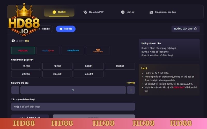 Người chơi rút tiền HD88 với quy trình 3 bước đơn giản